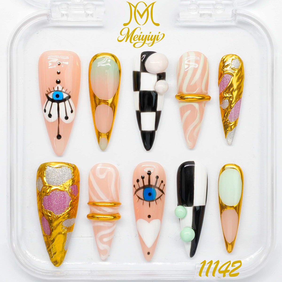 11142-MYY's designer original high-end design customized luxury hand-painted wearable nail art
