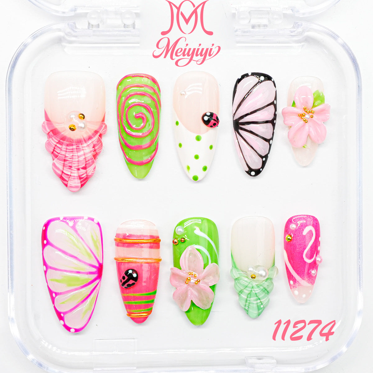 11274-MYY's designer original high-end design customized luxury hand-painted wearable nail art