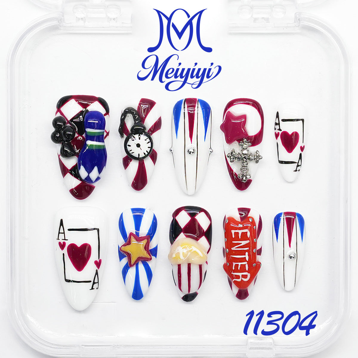 11304-MYY's designer original high-end design customized luxury hand-painted wearable nail art