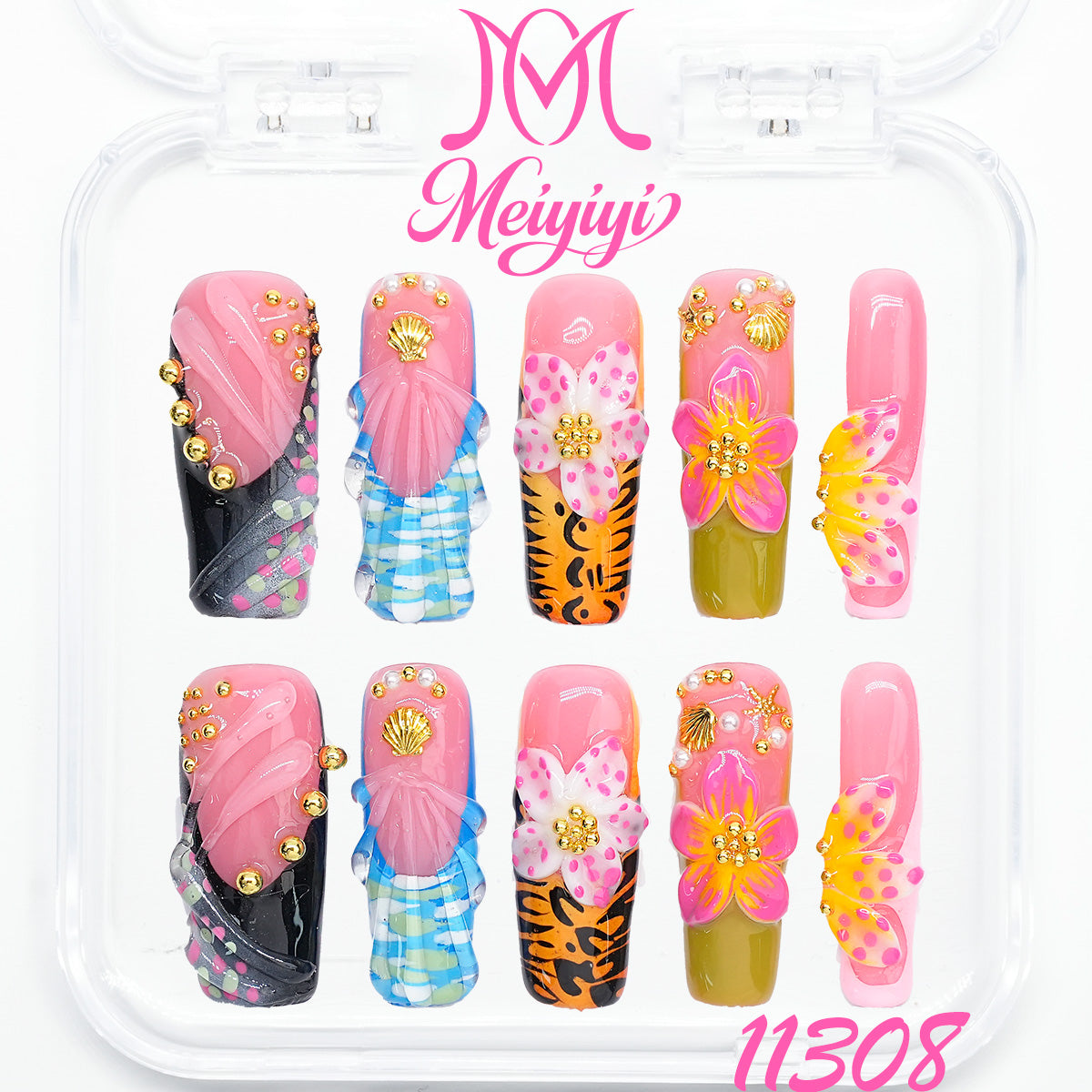 11308-MYY's designer original high-end design customized luxury hand-painted wearable nail art