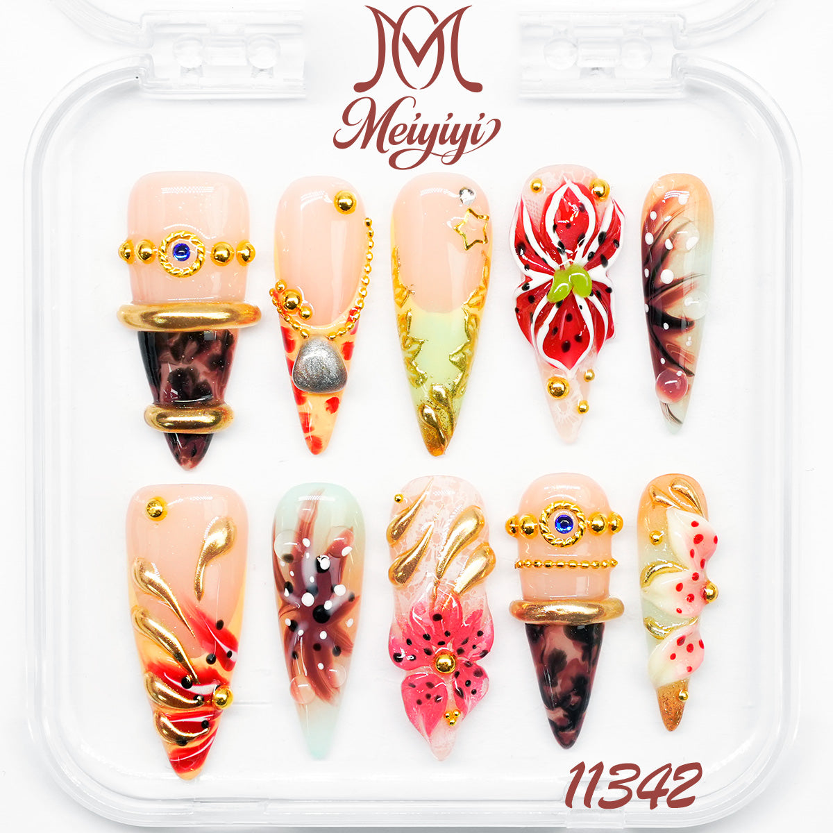11342-MYY's designer original high-end design customized luxury hand-painted wearable nail art