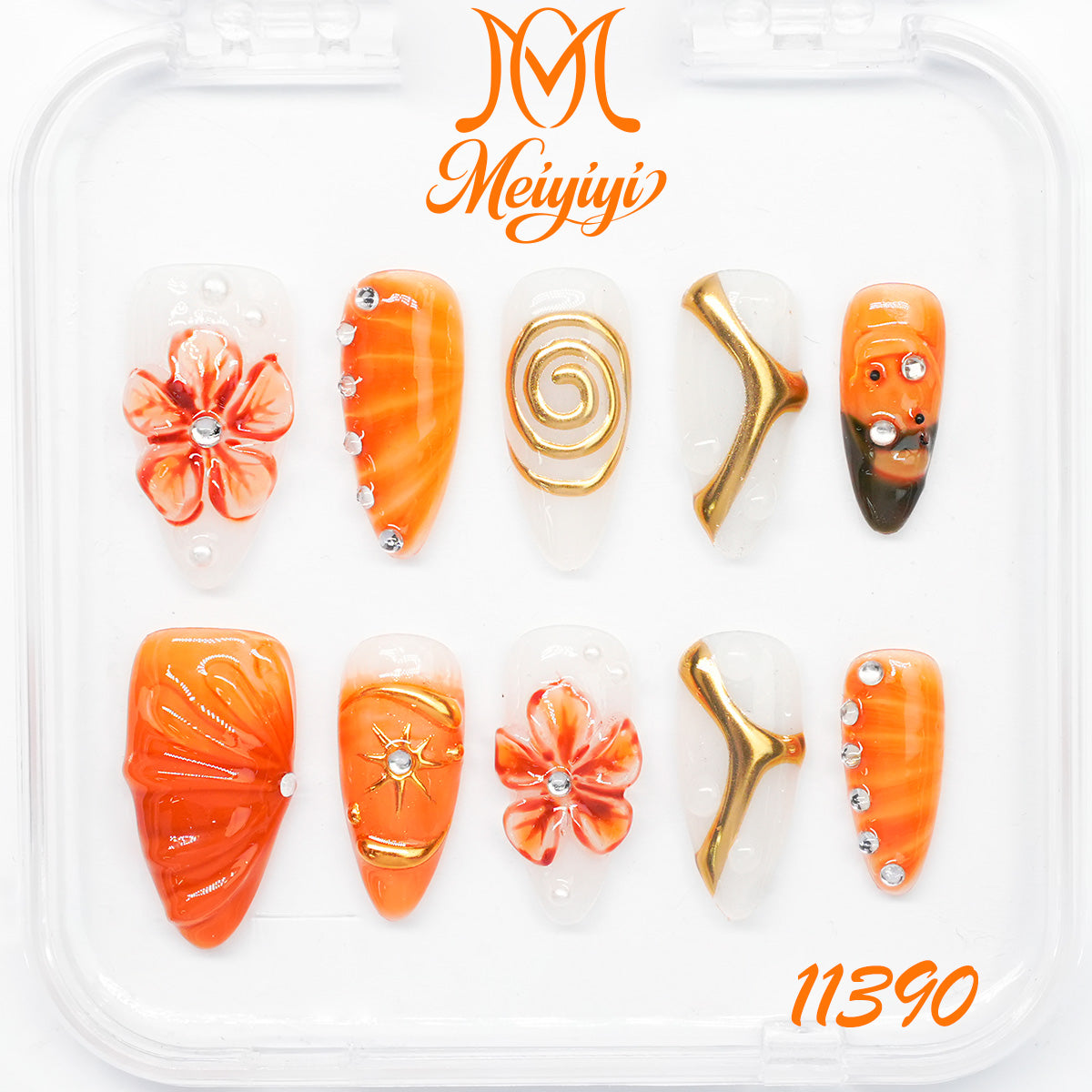 11390-MYY's designer original high-end design customized luxury hand-painted wearable nail art