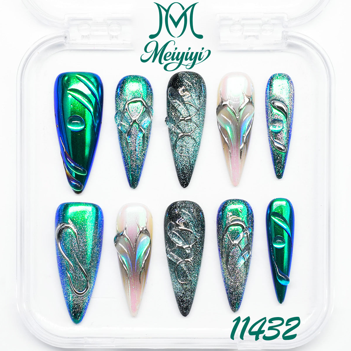 11432-MYY's designer original high-end design customized luxury hand-painted wearable nail art