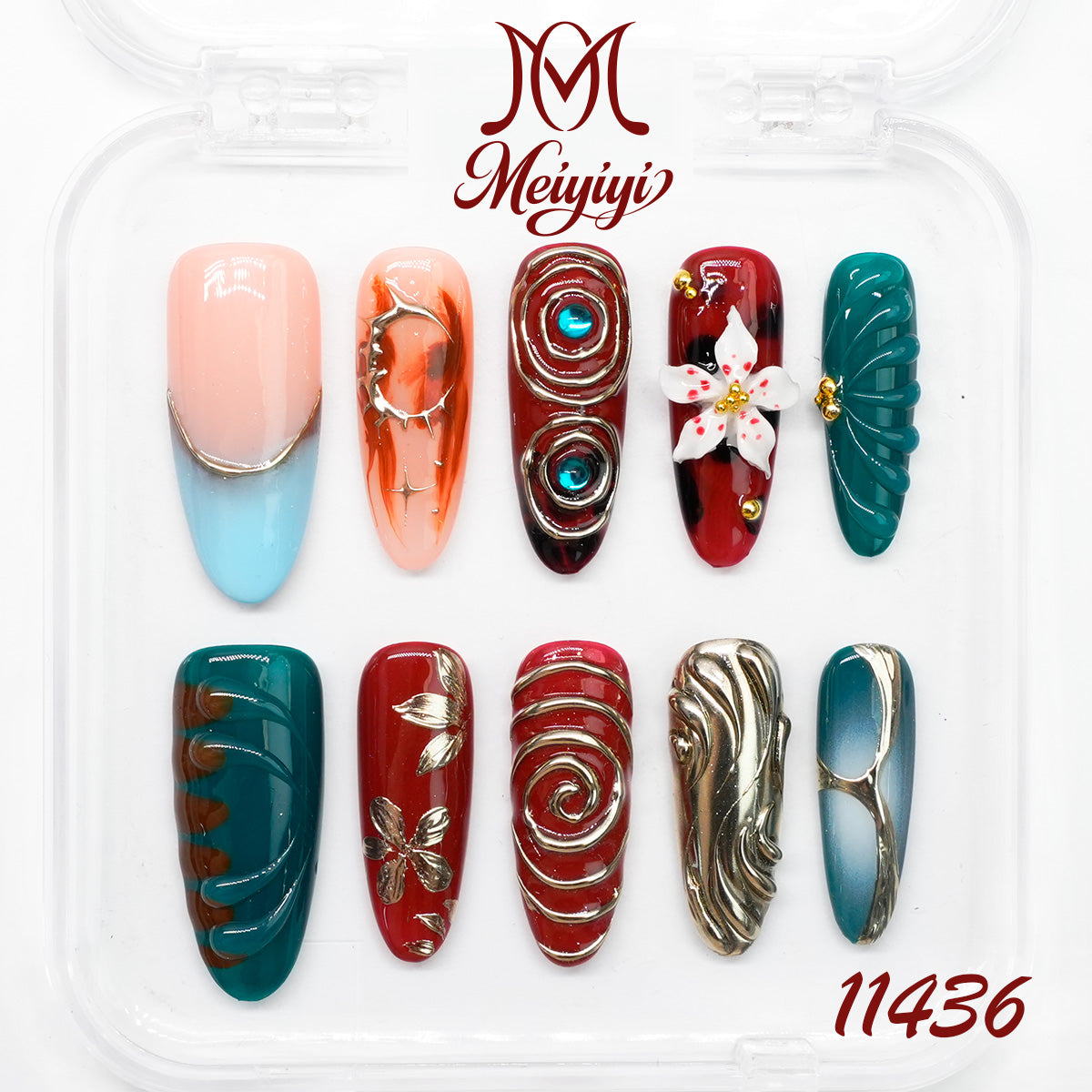 11436-MYY's designer original high-end design customized luxury hand-painted wearable nail art