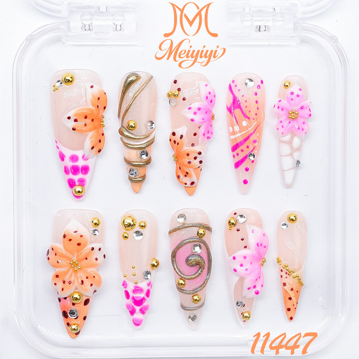 11447-MYY's designer original high-end design customized luxury hand-painted wearable nail art