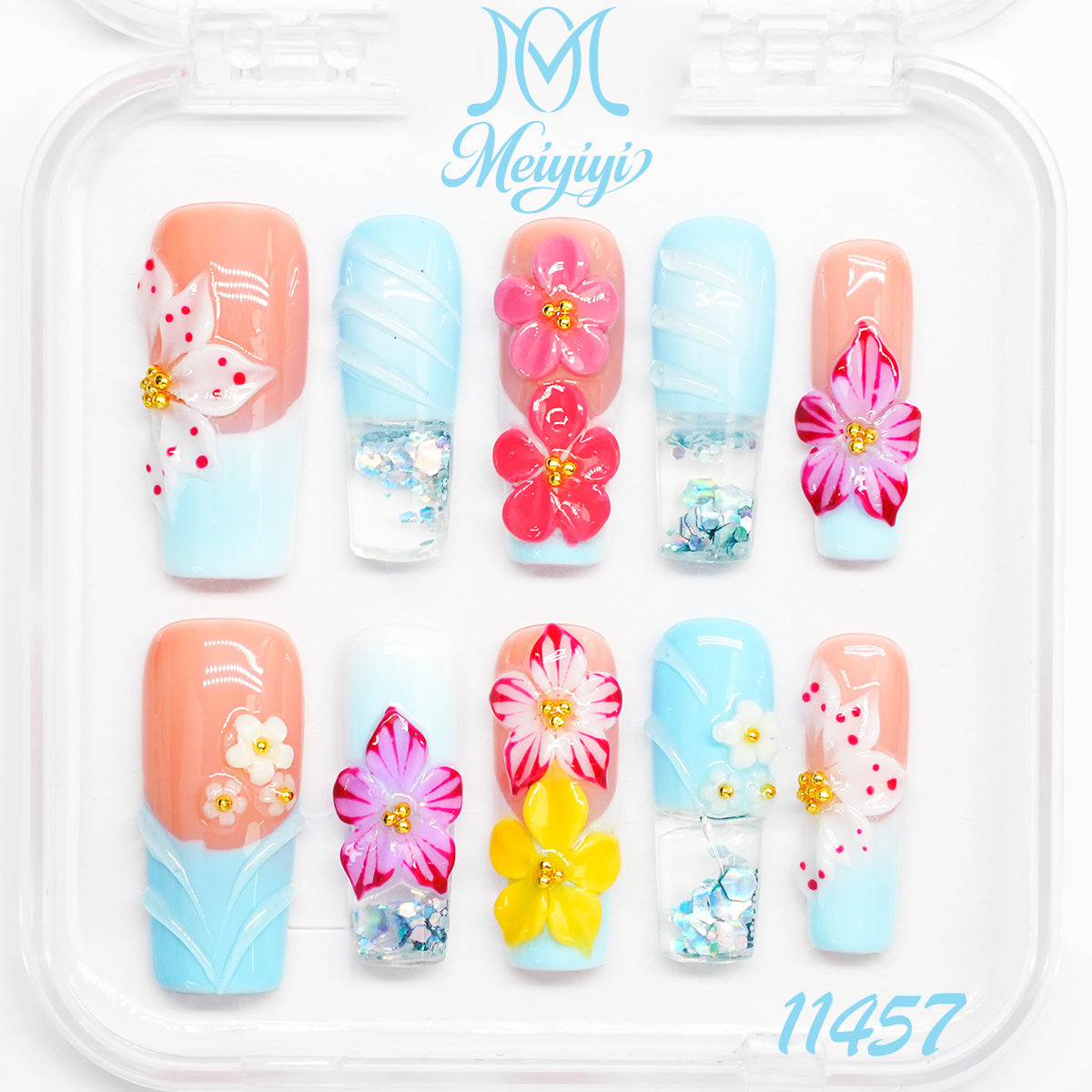 11457-MYY's designer original high-end design customized luxury hand-painted wearable nail art