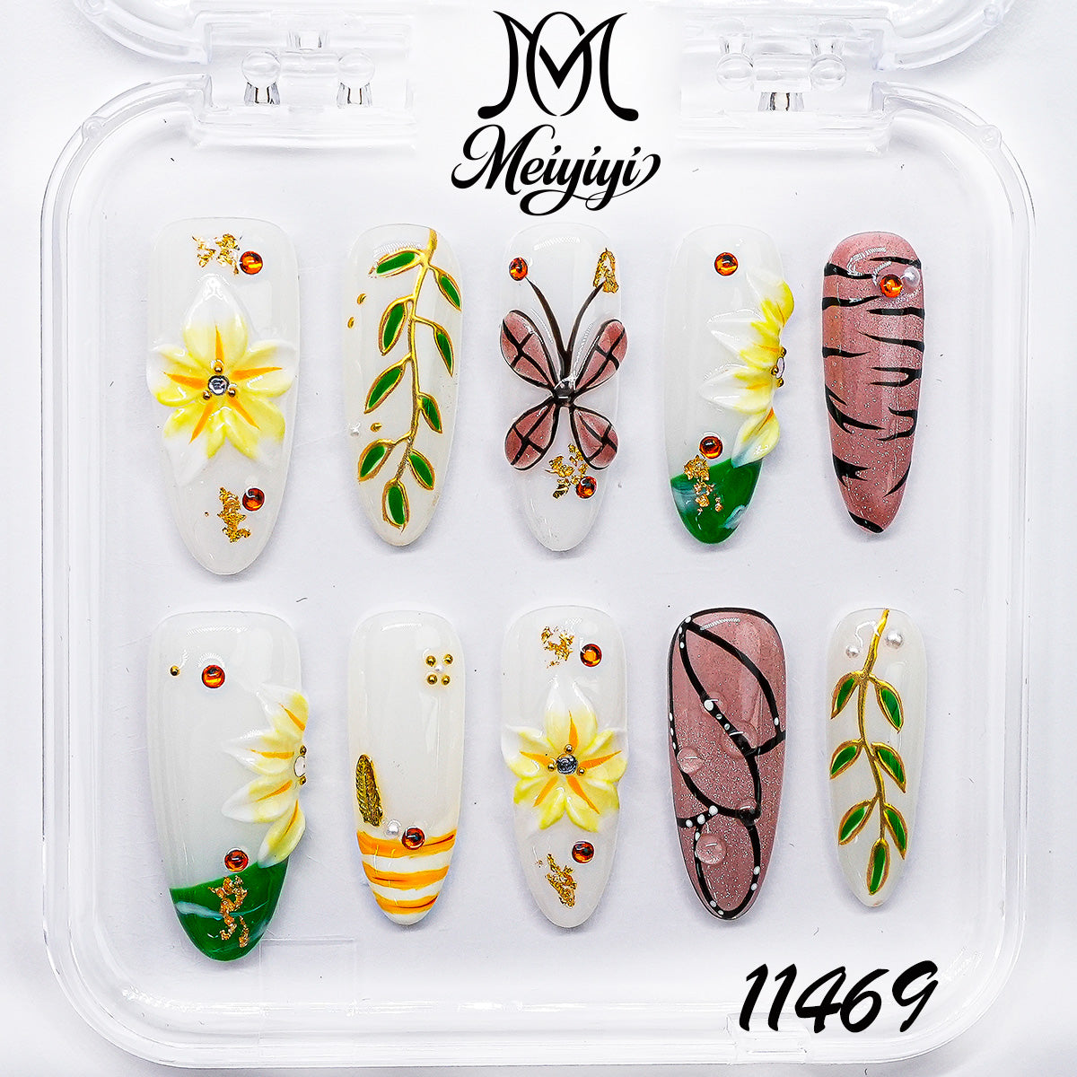 11469-MYY's designer original high-end design customized luxury hand-painted wearable nail art