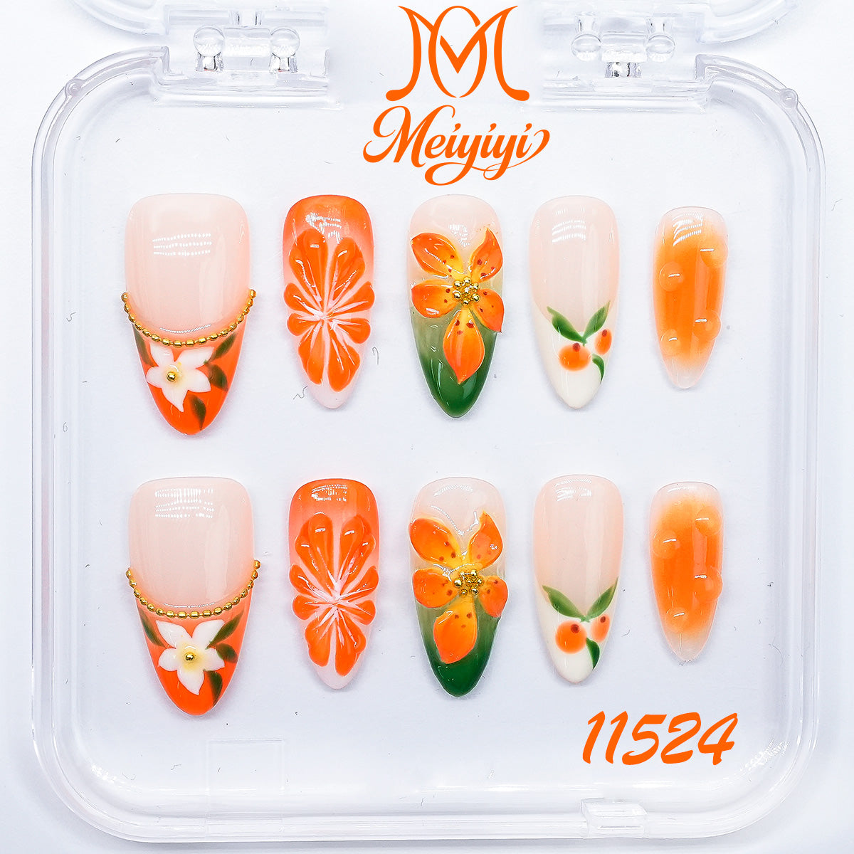 11524-MYY's designer original high-end design customized luxury hand-painted wearable nail art