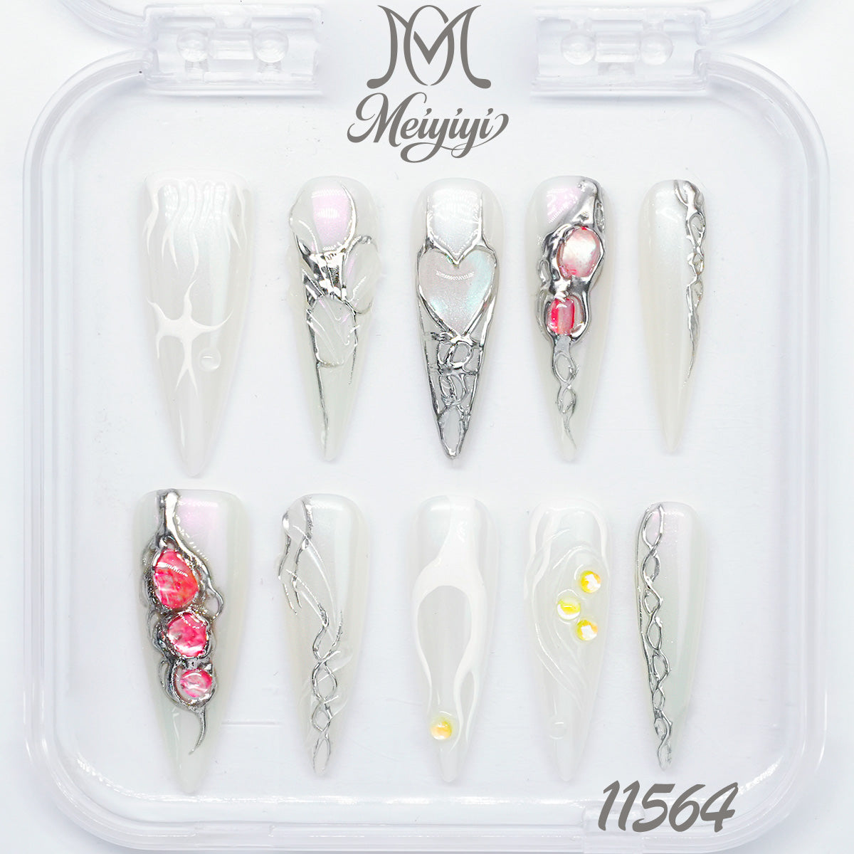 11564-MYY's designer original high-end design customized luxury hand-painted wearable nail art