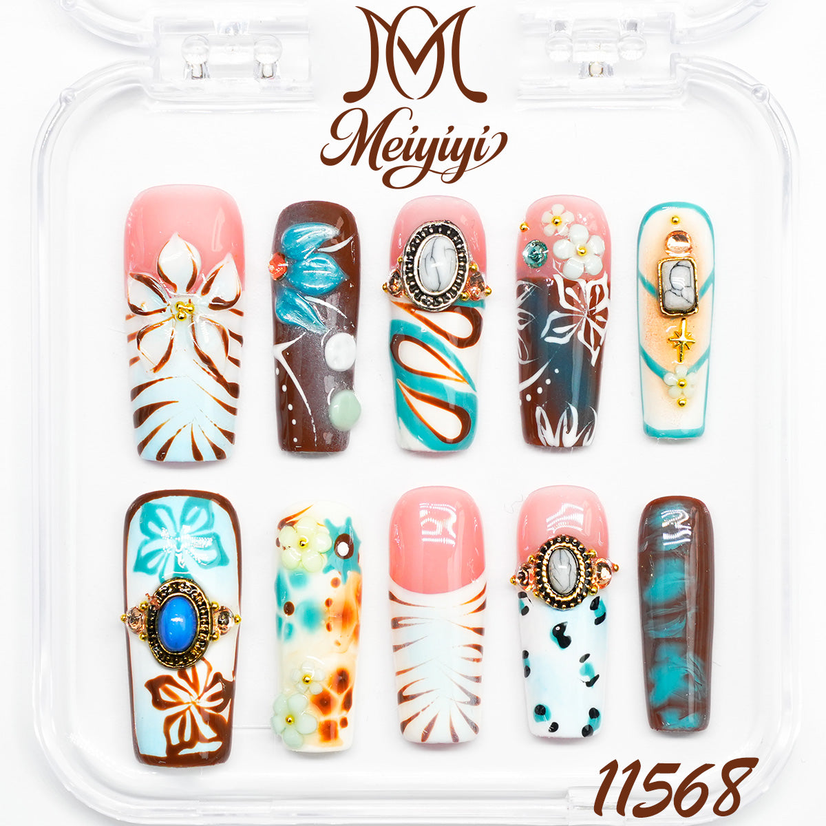 11568-MYY's designer original high-end design customized luxury hand-painted wearable nail art