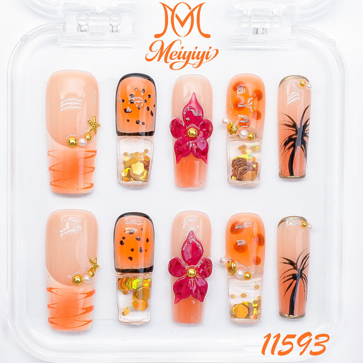 11593-MYY's designer original high-end design customized luxury hand-painted wearable nail art