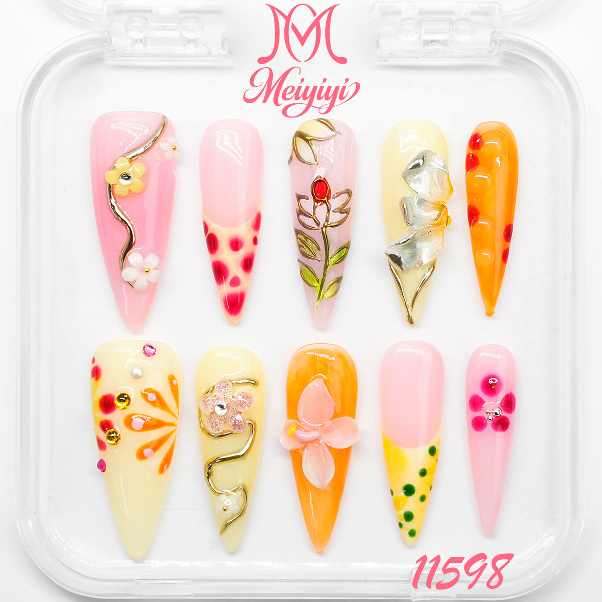 11598-MYY's designer original high-end design customized luxury hand-painted wearable nail art