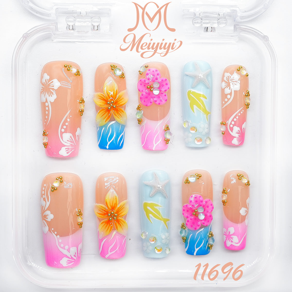 11696-MYY's designer original high-end design customized luxury hand-painted wearable nail art