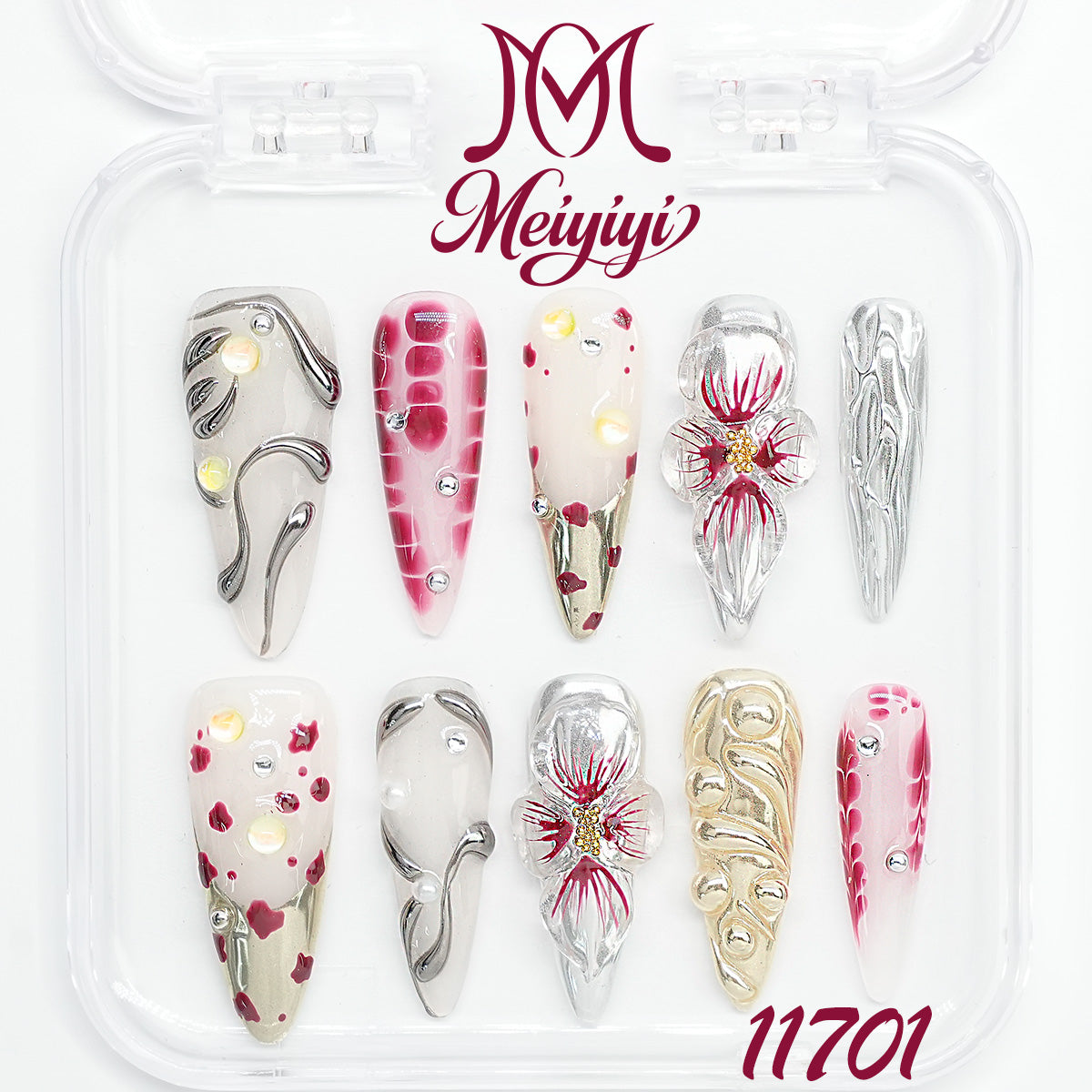11701-MYY's designer original high-end design customized luxury hand-painted wearable nail art