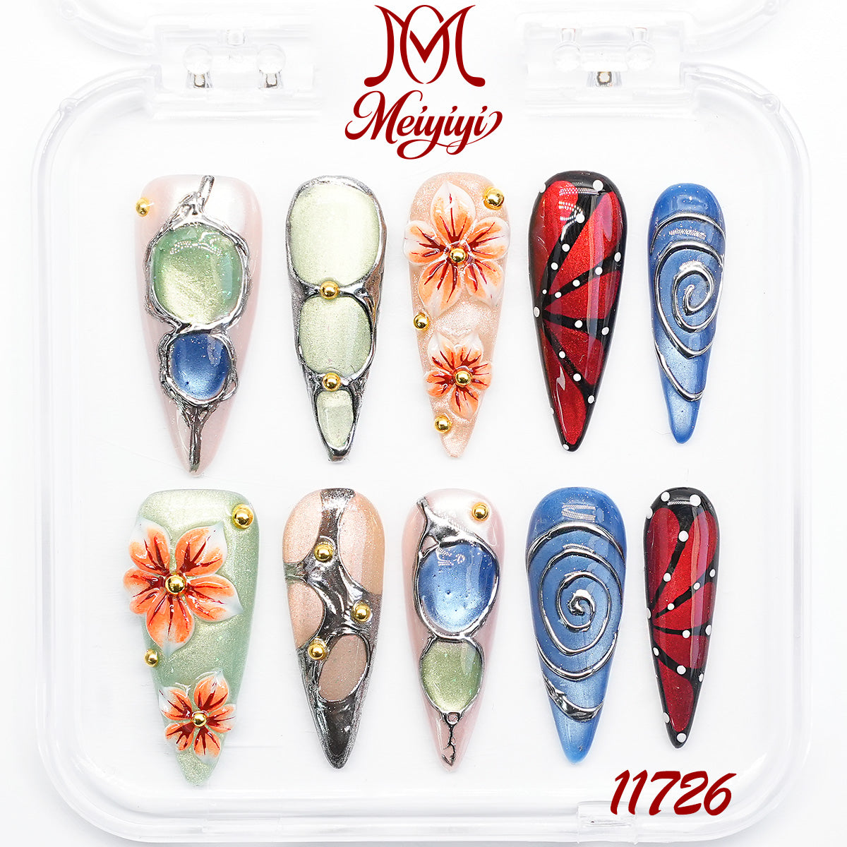 11726-MYY's designer original high-end design customized luxury hand-painted wearable nail art