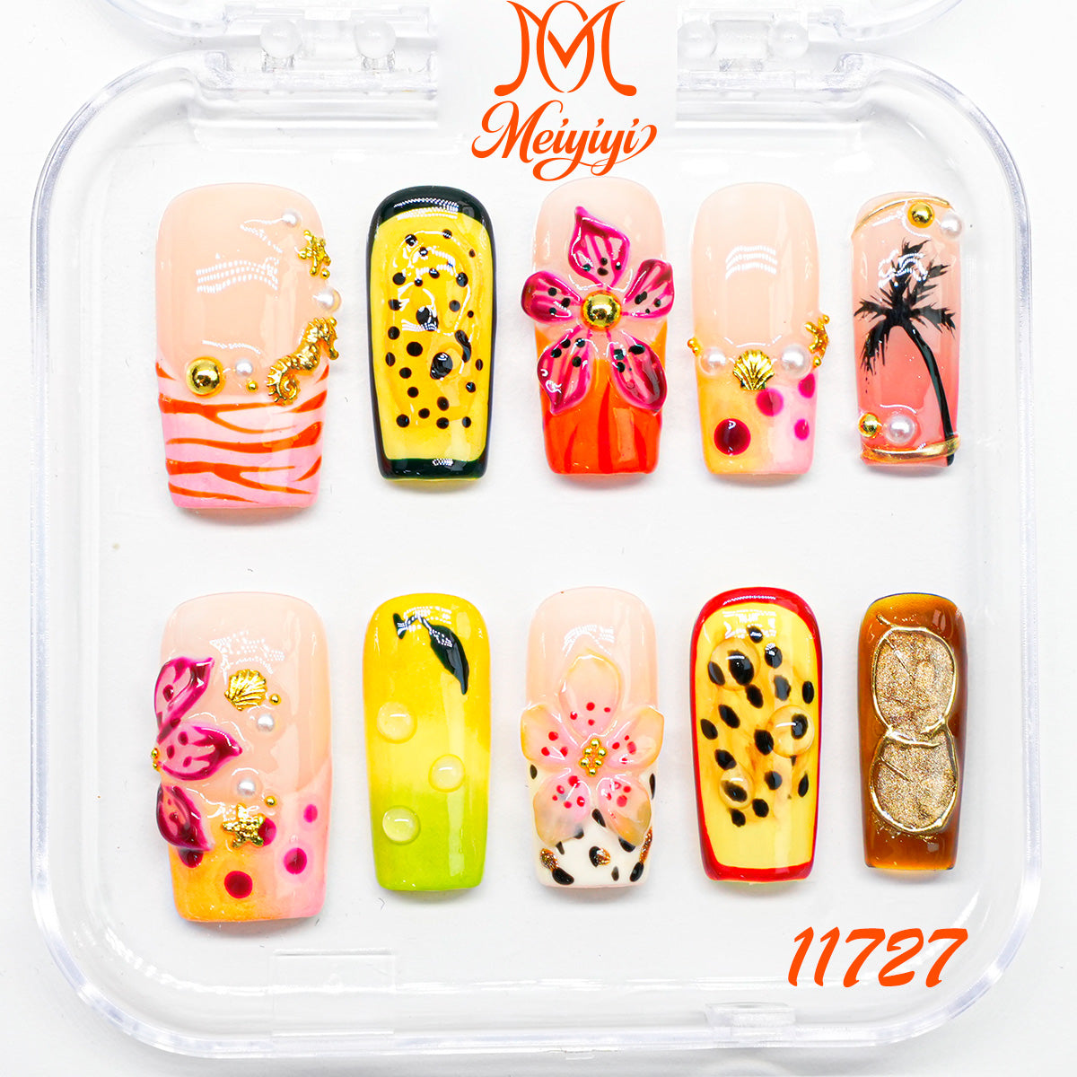 11727-MYY's designer original high-end design customized luxury hand-painted wearable nail art