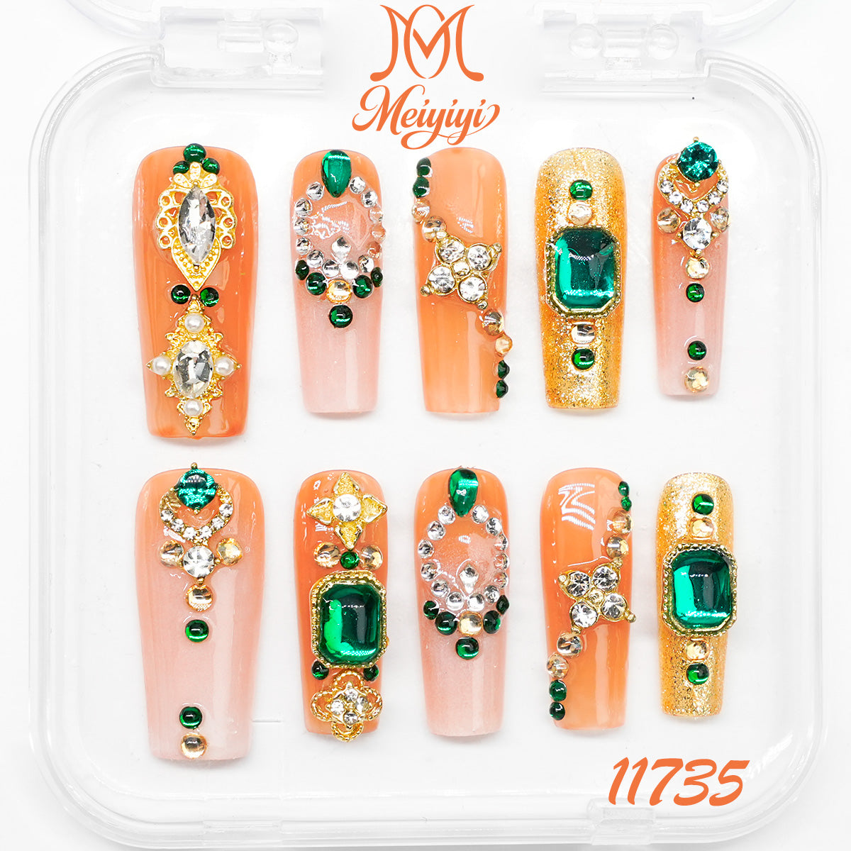 11735-MYY's designer original high-end design customized luxury hand-painted wearable nail art