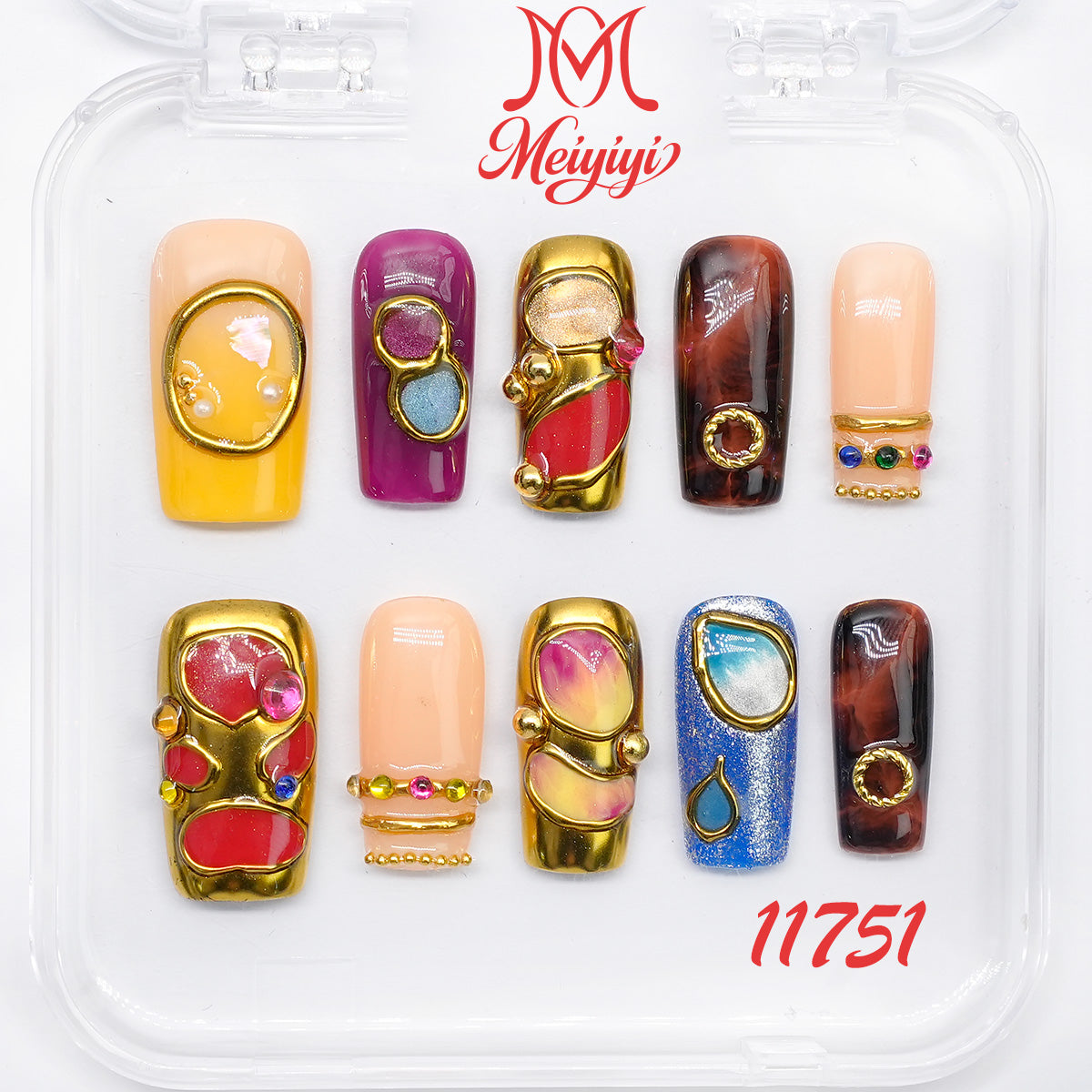 11751-MYY's designer original high-end design customized luxury hand-painted wearable nail art