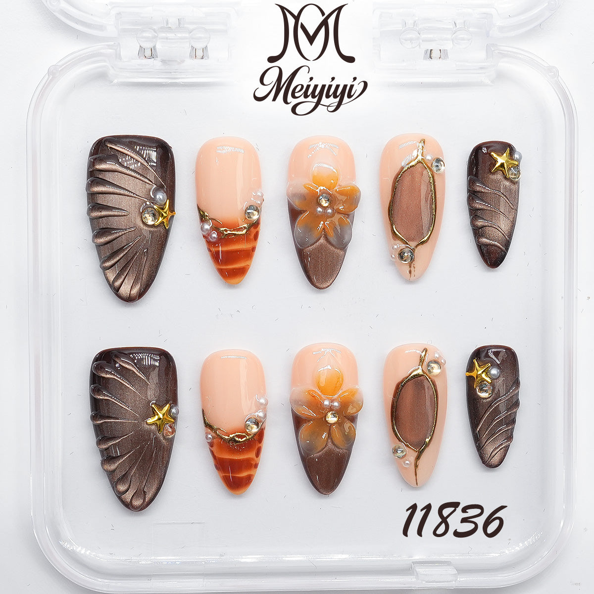 11836-MYY's designer original high-end design customized luxury hand-painted wearable nail art