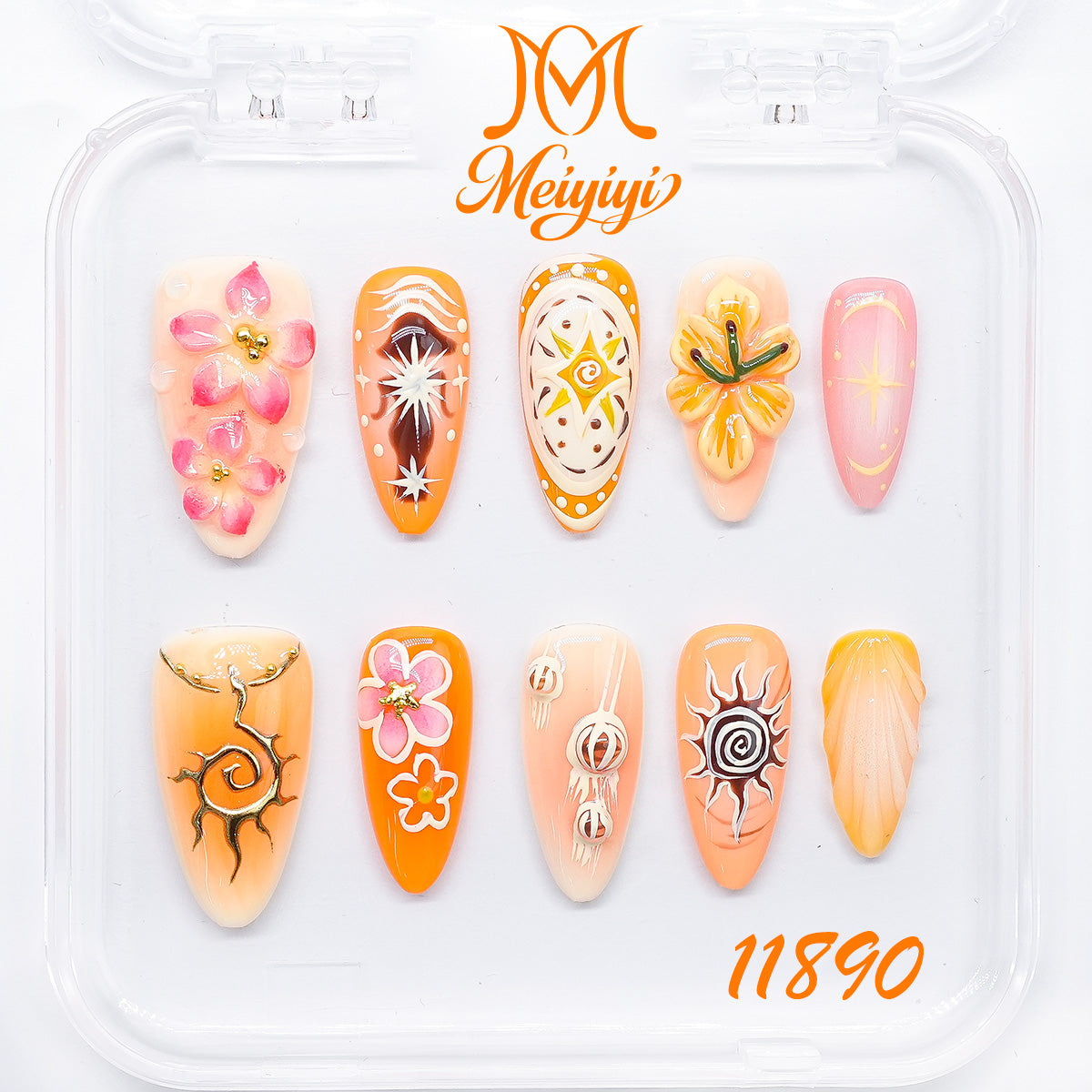 11890-MYY's designer original high-end design customized luxury hand-painted wearable nail art