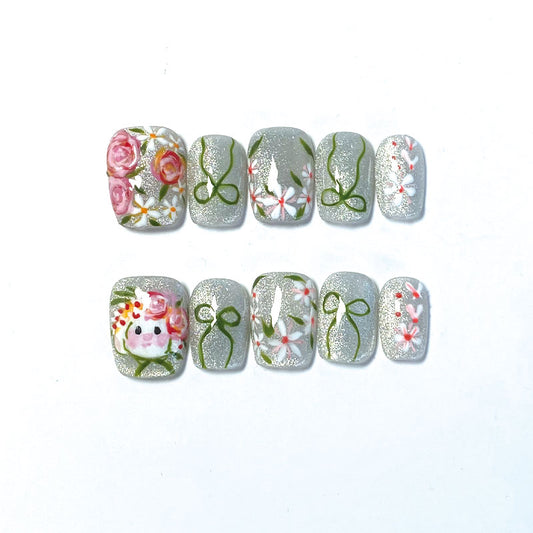 A1241-MYY's designer original high-end design customized luxury hand-painted wearable nail art