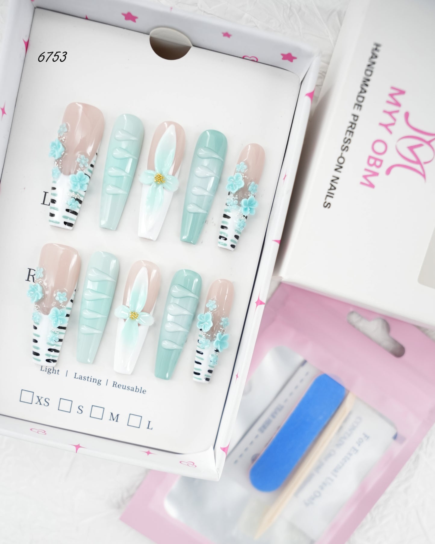 6753-MYY's designer original high-end design customized luxury hand-painted wearable nail art