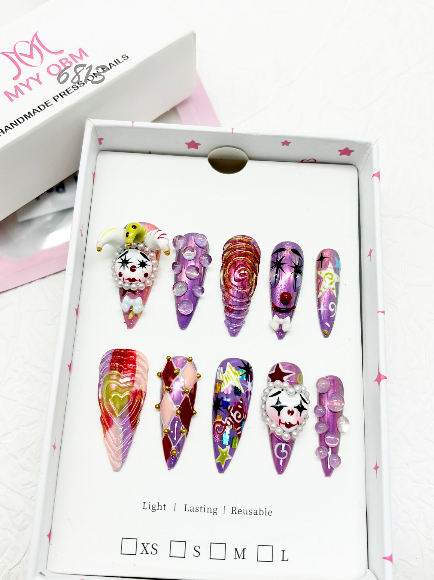 6813-MYY's designer original high-end design customized luxury hand-painted wearable nail art