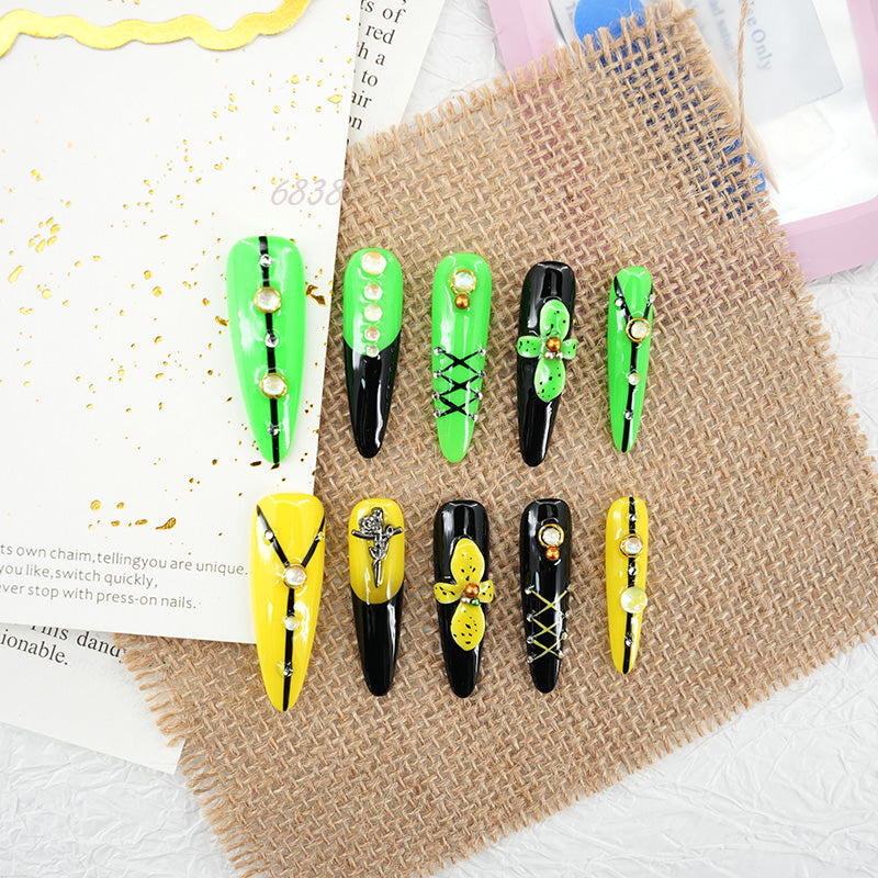 6838-MYY's designer original high-end design customized luxury hand-painted wearable nail art