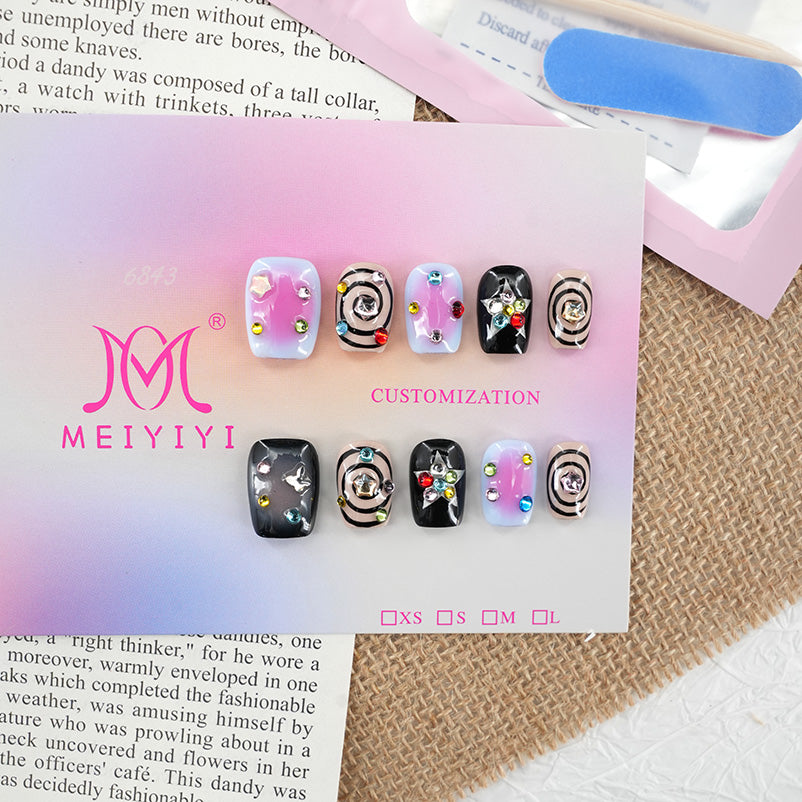 6843MYY's designer original high-end design customized luxury hand-painted wearable nail art
