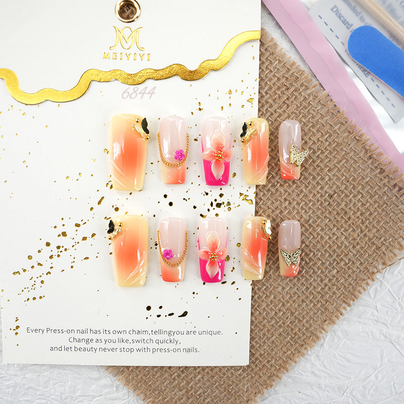 6844-MYY's designer original high-end design customized luxury hand-painted wearable nail art