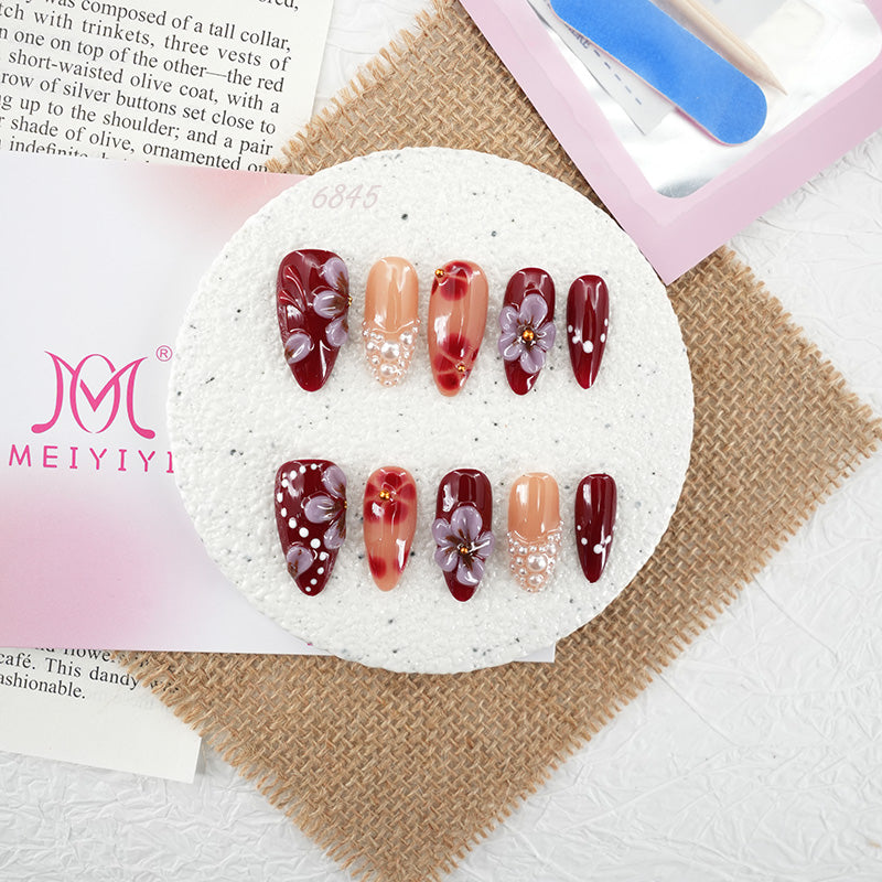 6845-MYY's designer original high-end design customized luxury hand-painted wearable nail art