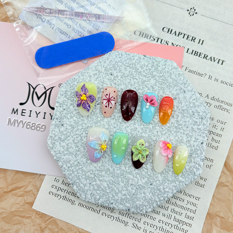 6869-MYY's designer original high-end design customized luxury hand-painted wearable nail art
