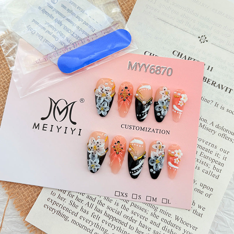 6870-MYY's designer original high-end design customized luxury hand-painted wearable nail art