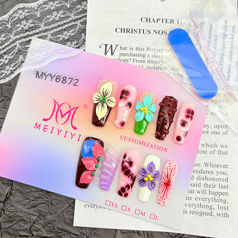 6872-MYY's designer original high-end design customized luxury hand-painted wearable nail art