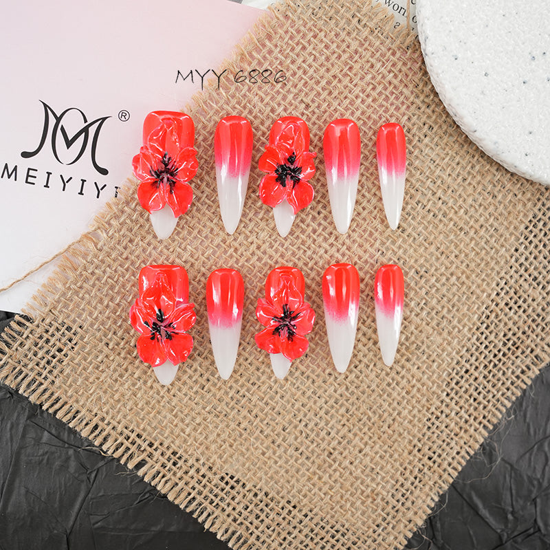 6886-MYY's designer original high-end design customized luxury hand-painted wearable nail art