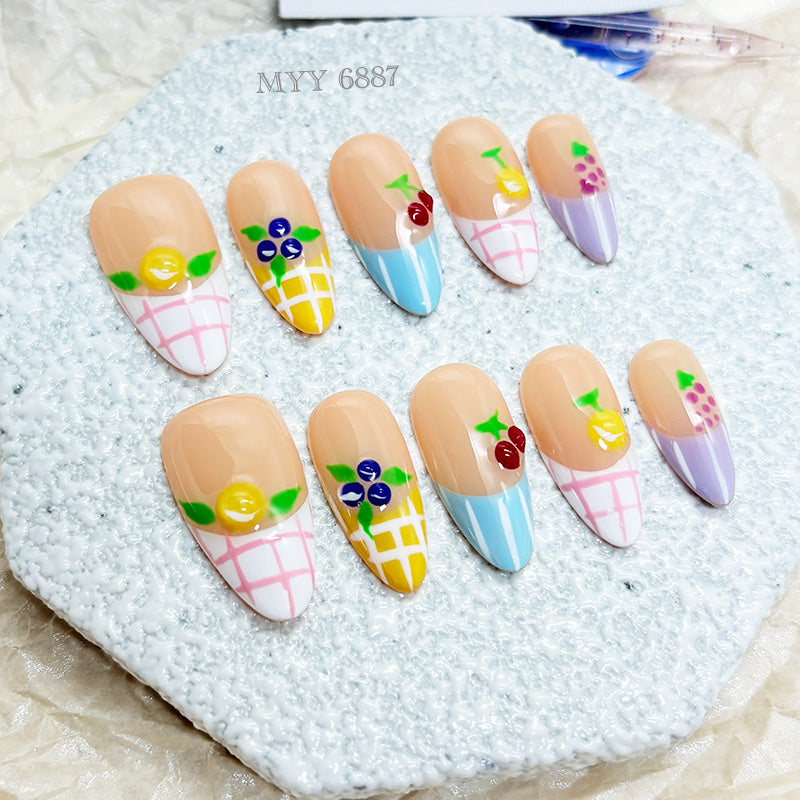 6887-MYY's designer original high-end design customized luxury hand-painted wearable nail art