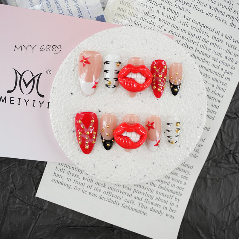 6889-MYY's designer original high-end design customized luxury hand-painted wearable nail art
