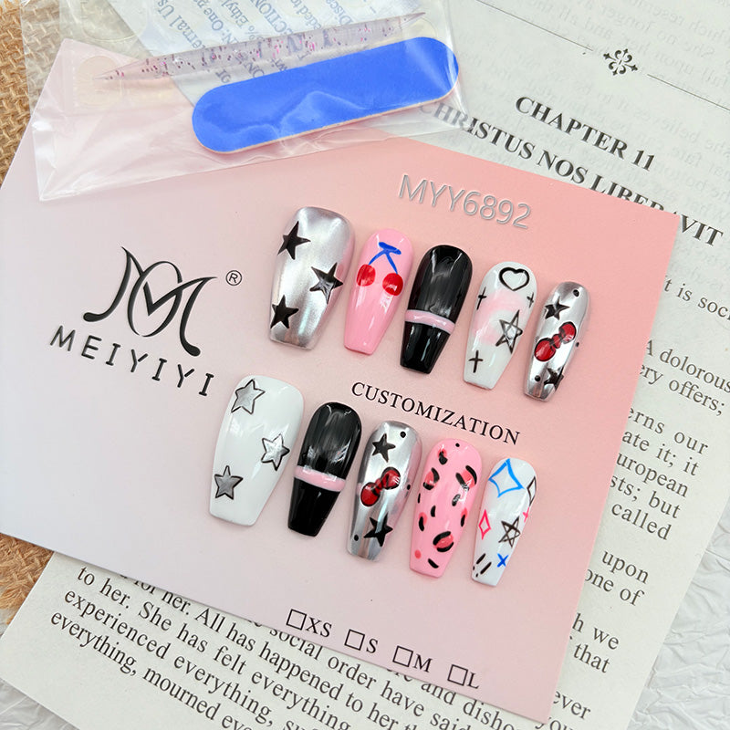 6892-MYY's designer original high-end design customized luxury hand-painted wearable nail art