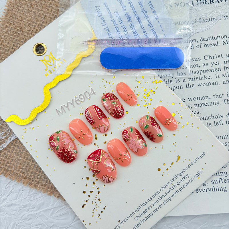 6904-MYY's designer original high-end design customized luxury hand-painted wearable nail art