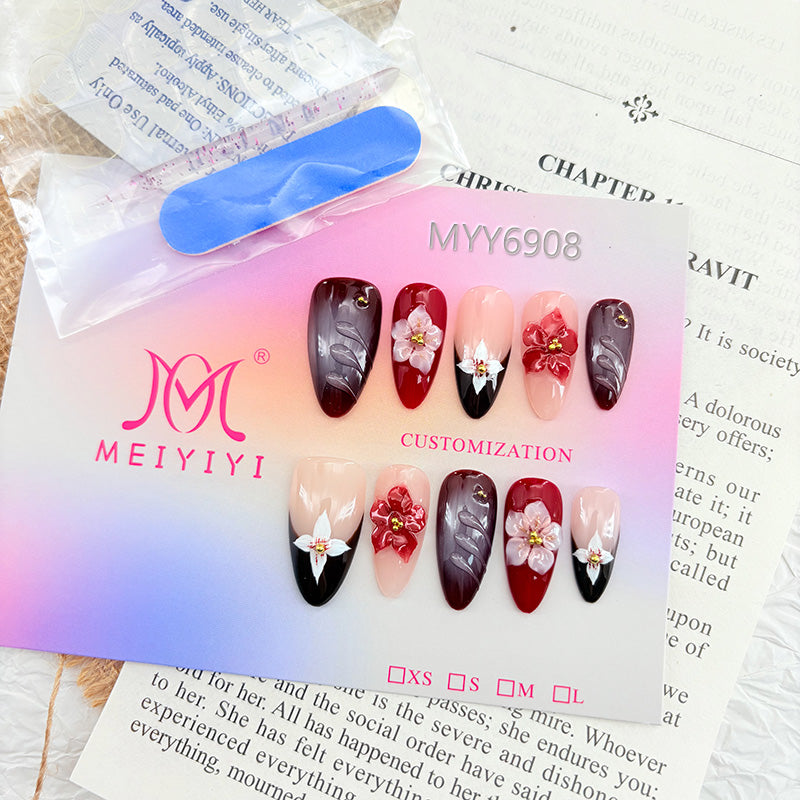 6908-MYY's designer original high-end design customized luxury hand-painted wearable nail art