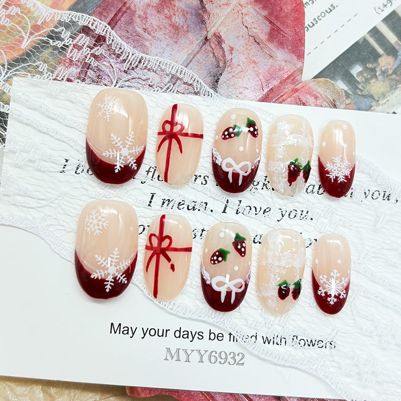 6932-MYY Premium handmade Christmas snowflake and butterfly knot wearable nail art