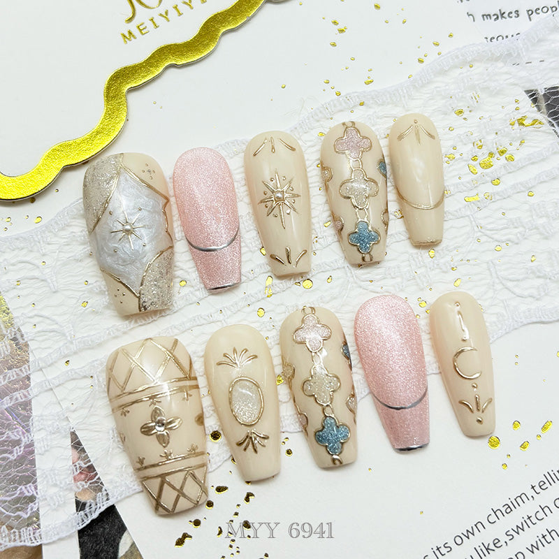 6941-MYY's designer original high-end design customized luxury hand-painted wearable nail art