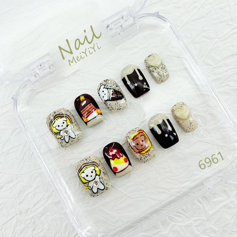 6961-MYY's designer original high-end design customized luxury hand-painted wearable nail art