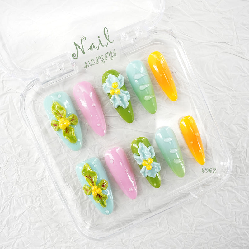 6962-MYY's designer original high-end design customized luxury hand-painted wearable nail art