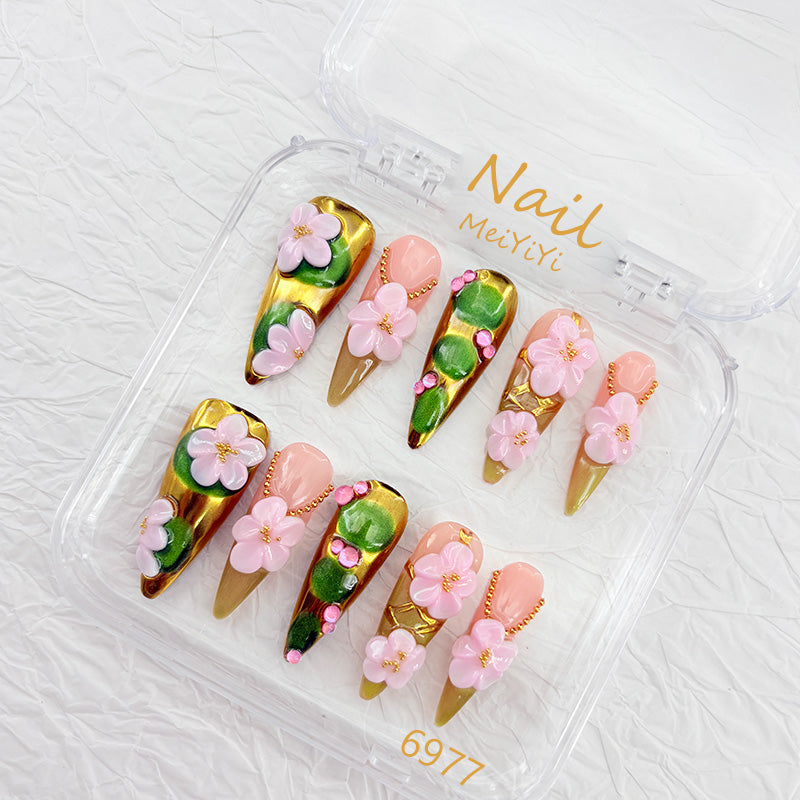 6977-MYY's designer original high-end design customized luxury hand-painted wearable nail art