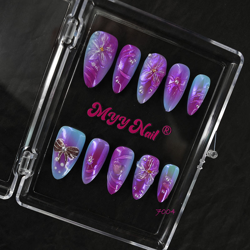 7004-MYY's designer original high-end design customized luxury hand-painted wearable nail art