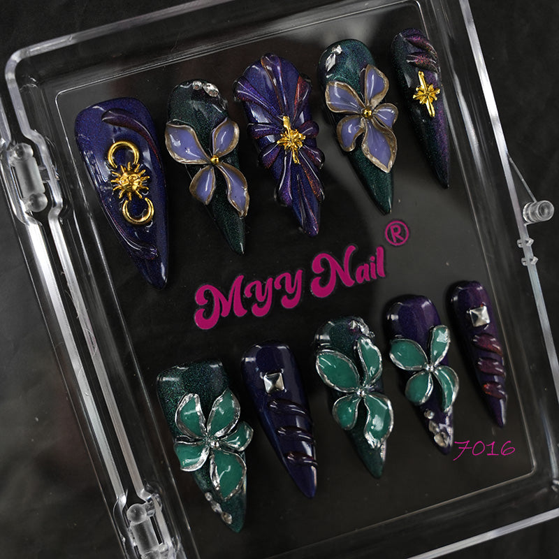 7016-MYY's designer original high-end design customized luxury hand-painted wearable nail art