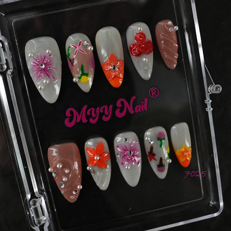7025-MYY's designer original high-end design customized luxury hand-painted wearable nail art