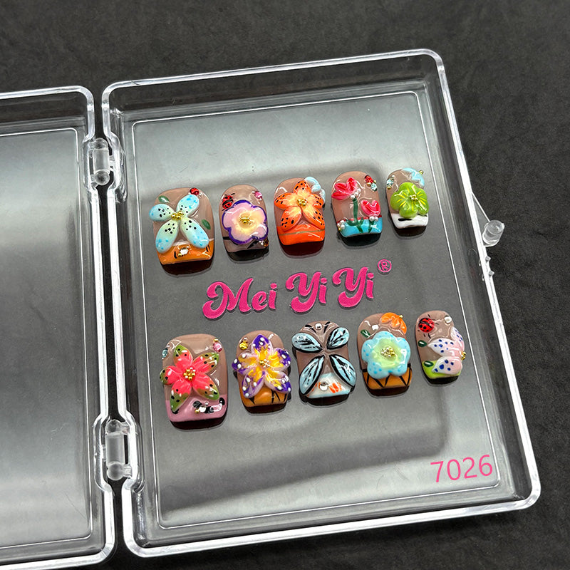 7026-MYY's designer original high-end design customized luxury hand-painted wearable nail art