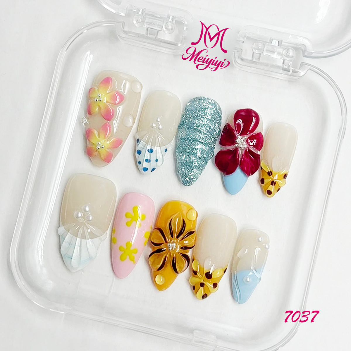 7037-MYY's designer original high-end design customized luxury hand-painted wearable nail art